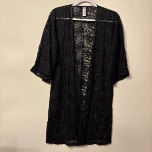 Lilac+ London womens Chic Black Lace Robe Size Small